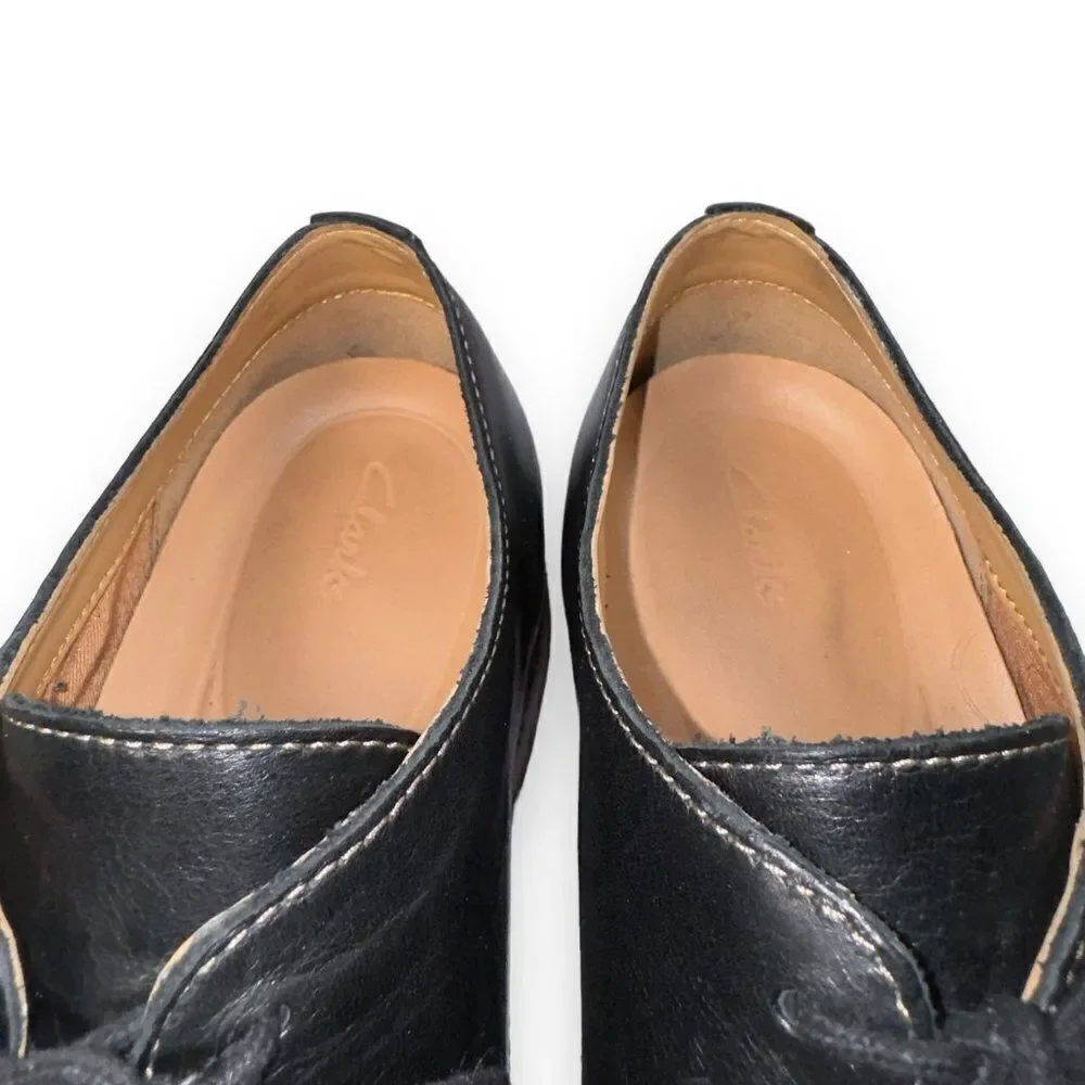 Clarks Clarkdale Apron Oxford Shoes Black Leather 26144457 Men's 10.5 M‎